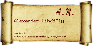 Alexander Mihály névjegykártya