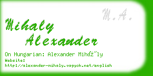 mihaly alexander business card